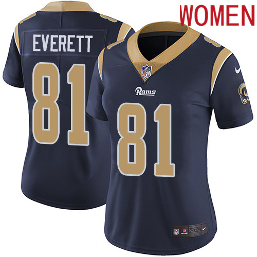 2019 Women Los Angeles Rams #81 Everett dark blue Nike Vapor Untouchable Limited NFL Jersey->women nfl jersey->Women Jersey